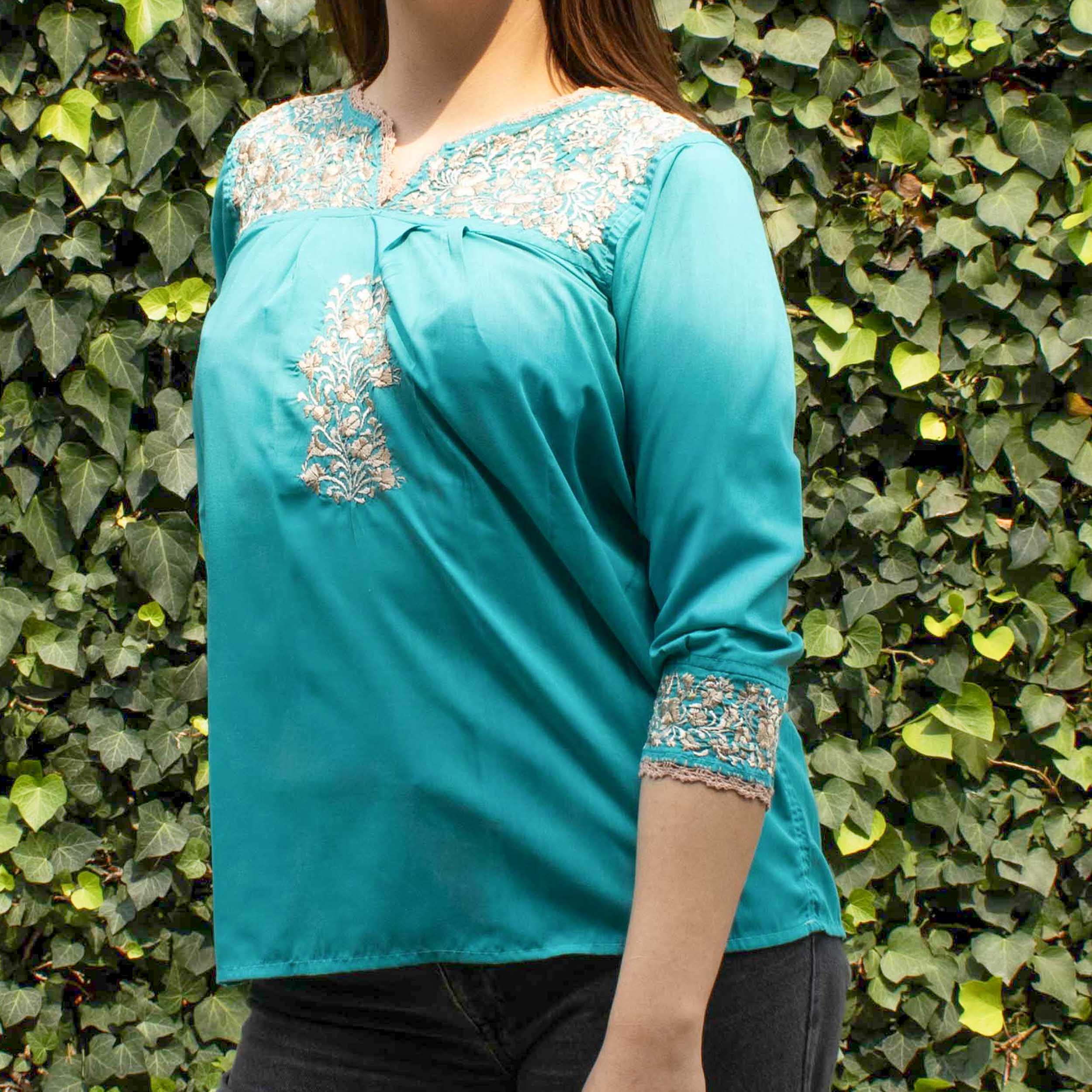 Camila Hand-Embroidered 3/4 Sleeve Blouse - Image 15