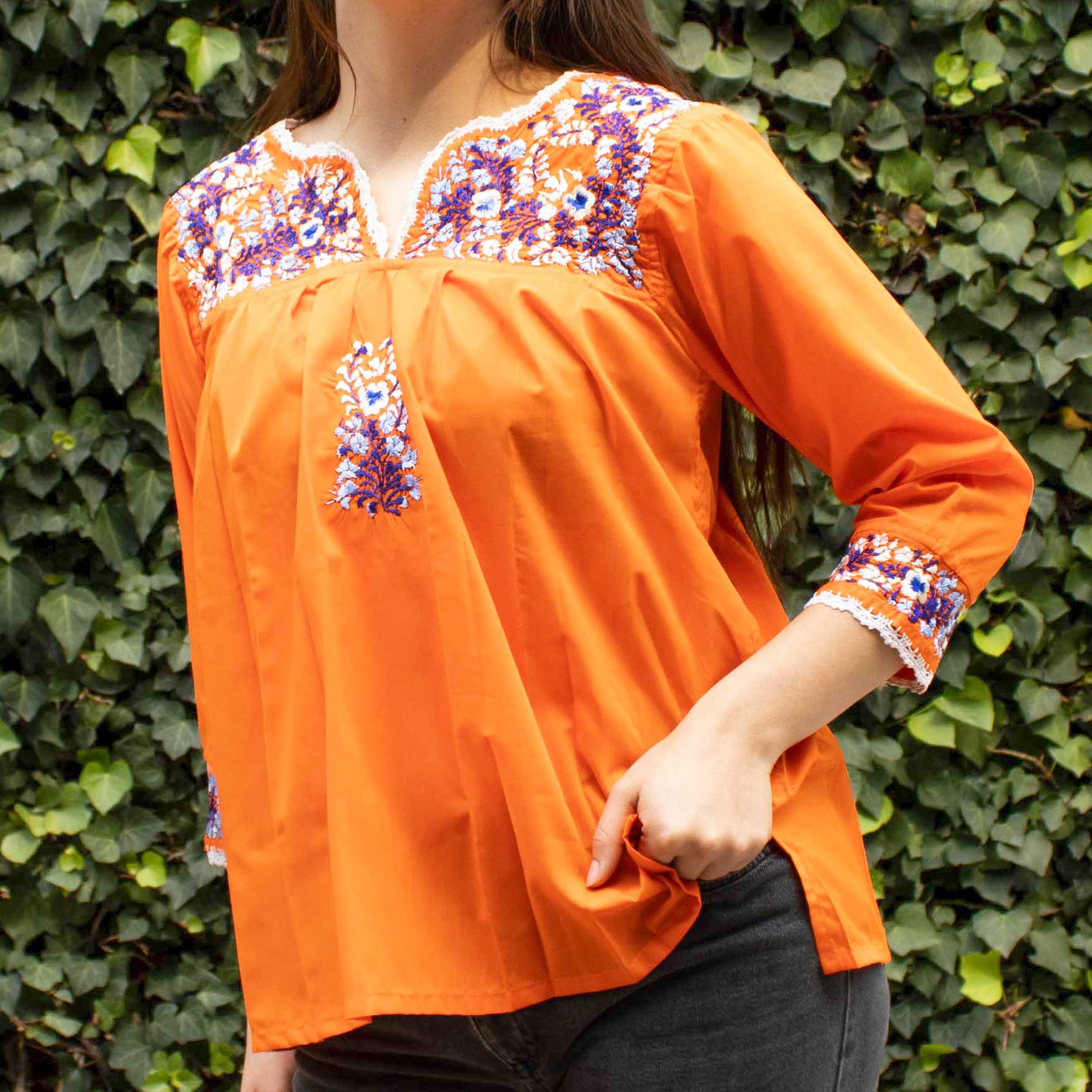 Camila Hand-Embroidered 3/4 Sleeve Blouse - Image 18