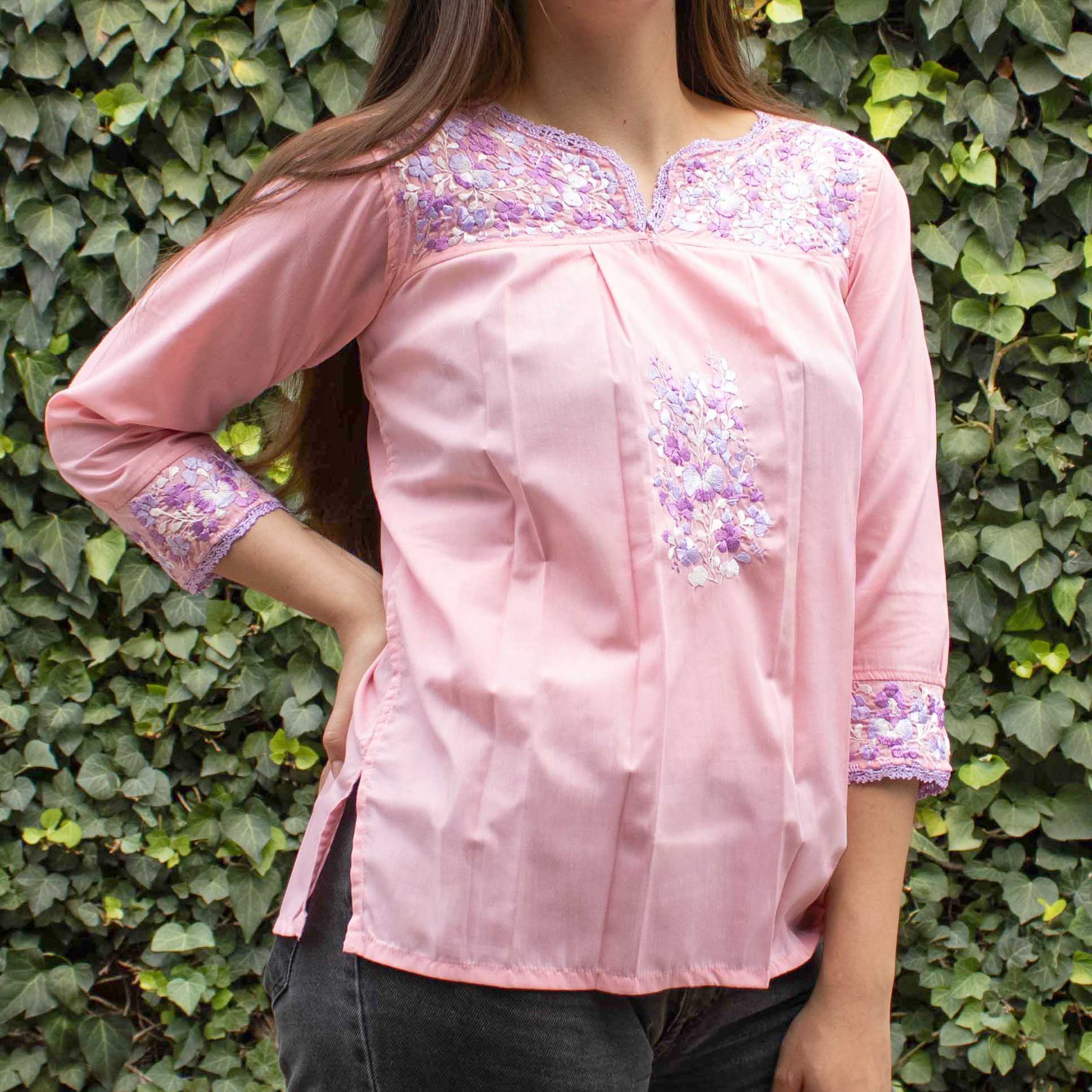 Camila Hand-Embroidered 3/4 Sleeve Blouse - Image 21