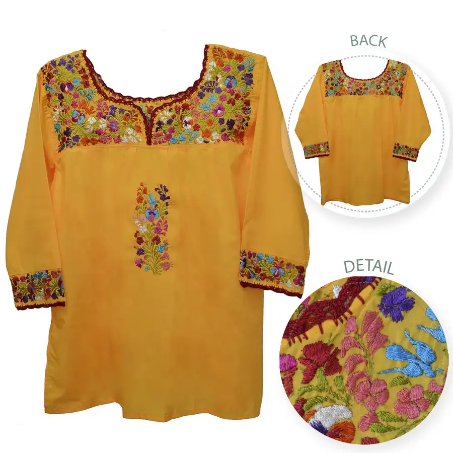 Camila Hand-Embroidered 3/4 Sleeve Blouse - Image 9