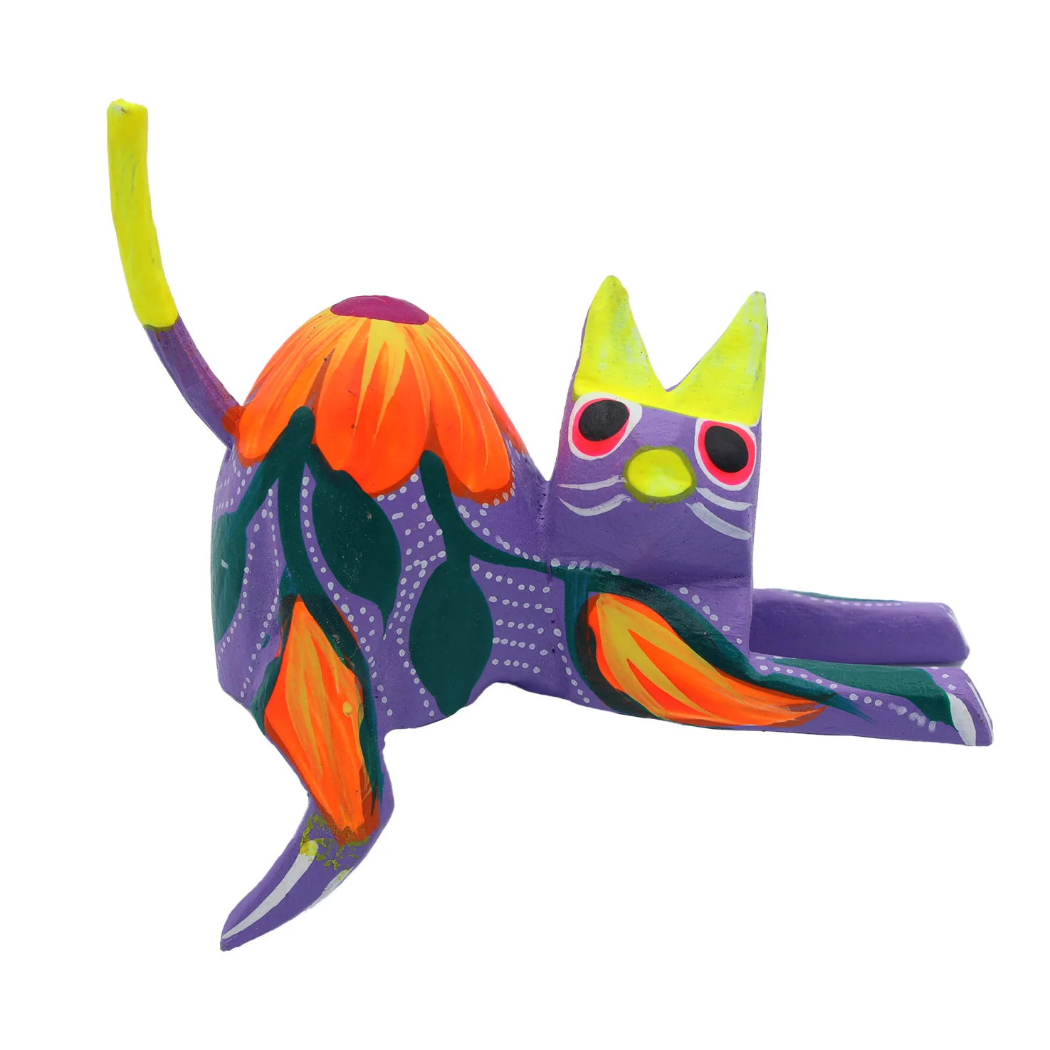 Hand Painted and Carved Hanging Cat Wooden Figurine Alebrije - Image 13
