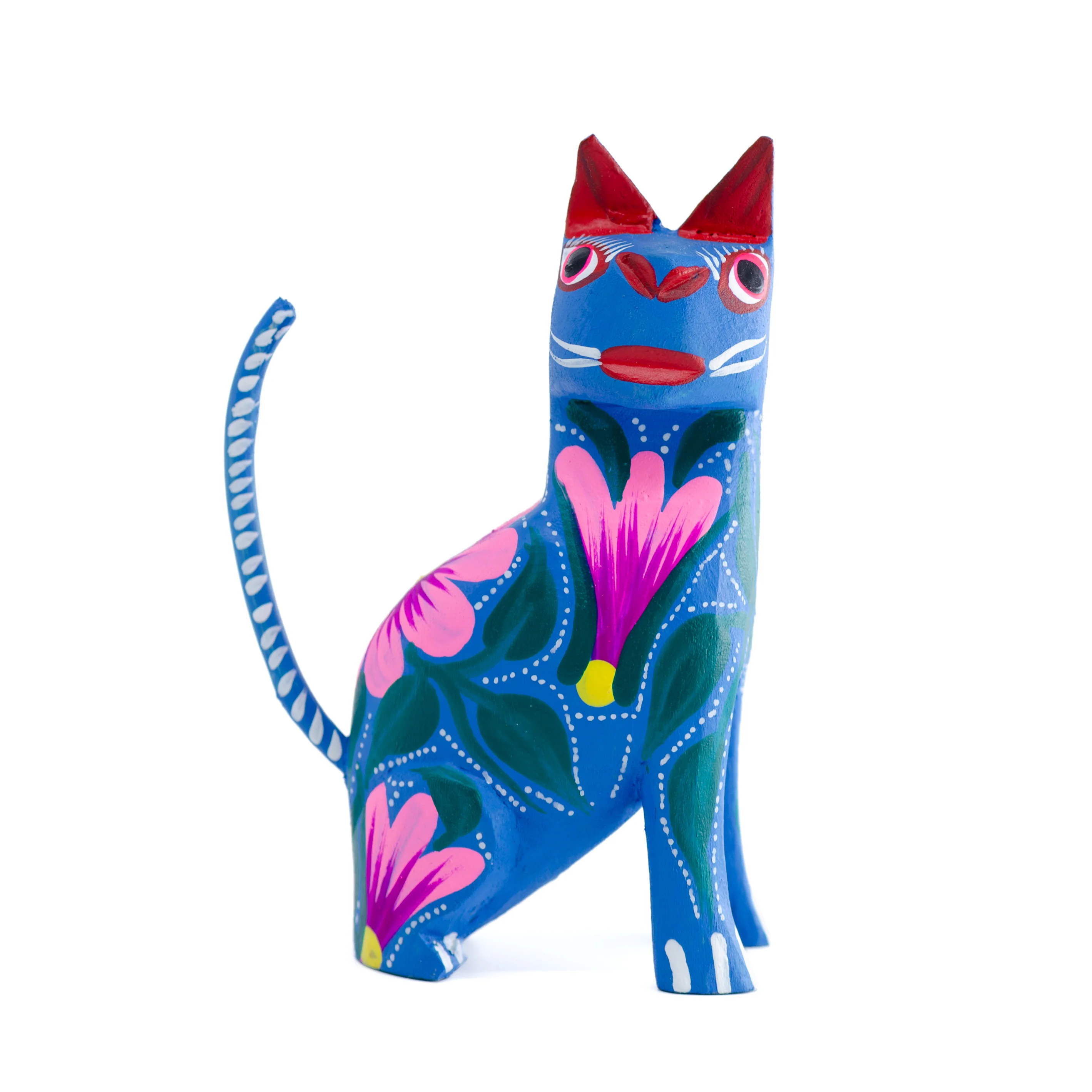 Large Hand Painted Sitting Cat Wooden Figurine - Image 17