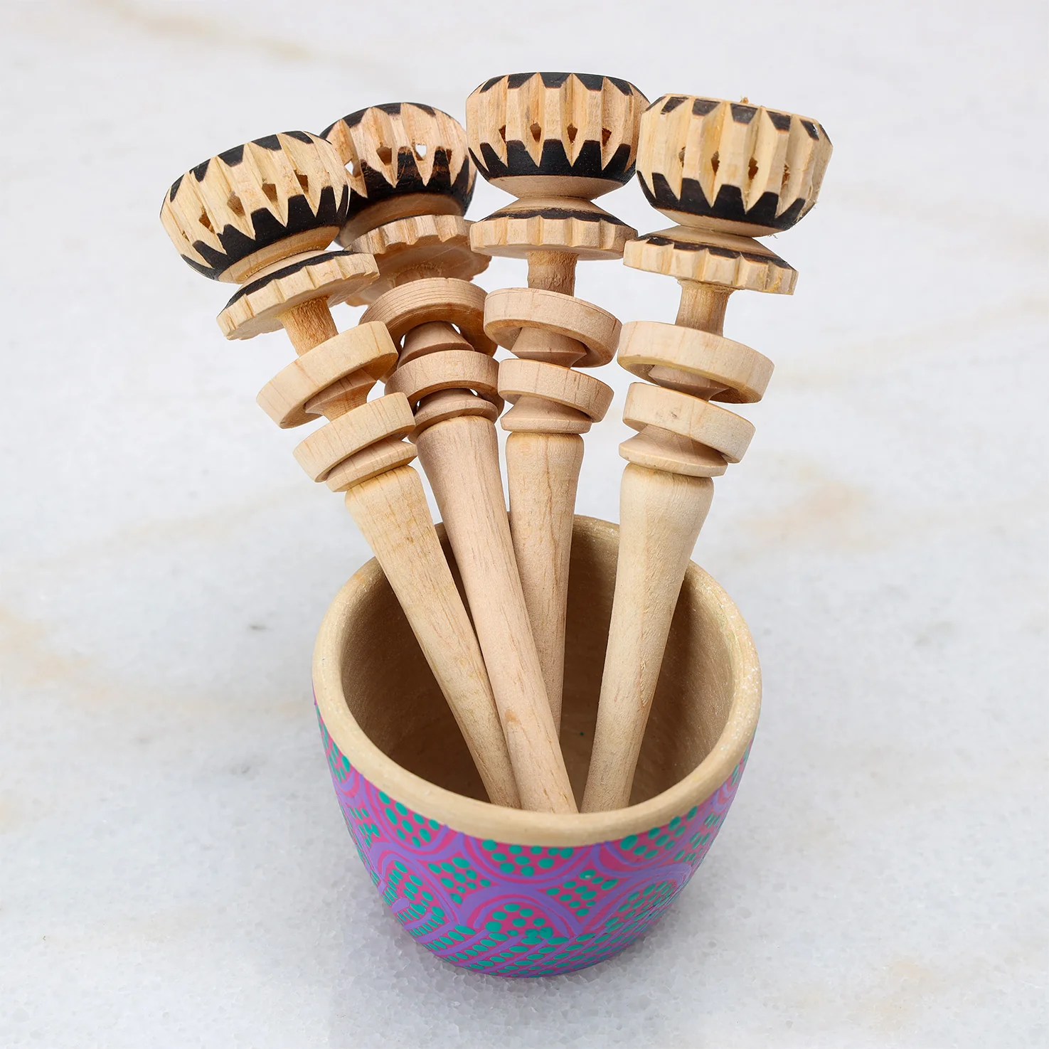 Small Natural Wooden Molinillo Whisk - Image 3