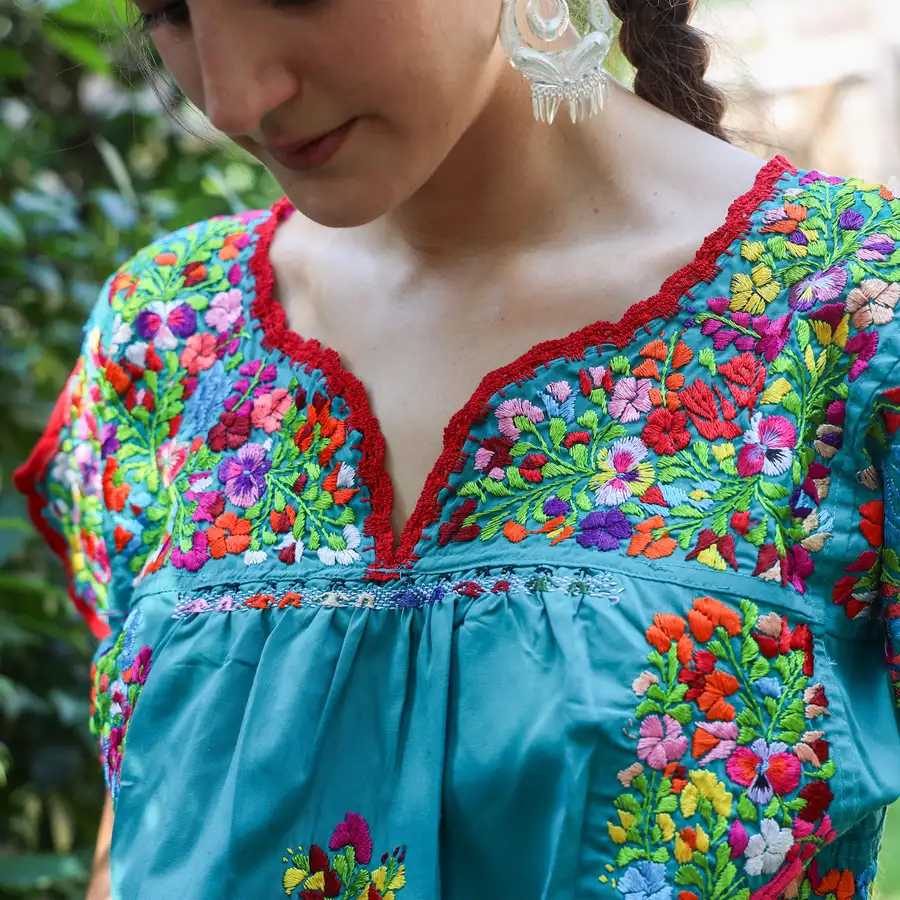Sophia Hand-Embroidered Short Sleeve Blouse - Image 8